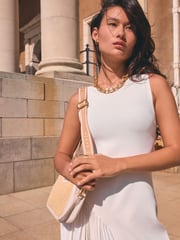 Ted Baker White Azzina Knit Slash Neck Dress With Pleat Panel - Image 2 of 7