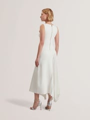 Ted Baker White Azzina Knit Slash Neck Dress With Pleat Panel - Image 4 of 7