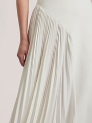 Ted Baker White Azzina Knit Slash Neck Dress With Pleat Panel - Image 5 of 7
