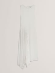Ted Baker White Azzina Knit Slash Neck Dress With Pleat Panel - Image 6 of 7