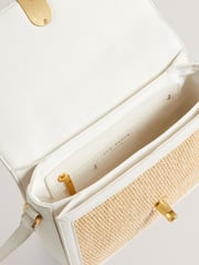 Ted Baker White Kkassie Twist Lock Detail Small Raffia Cross-Body Bag - Image 2 of 4