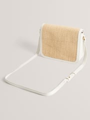 Ted Baker White Kkassie Twist Lock Detail Small Raffia Cross-Body Bag - Image 3 of 4