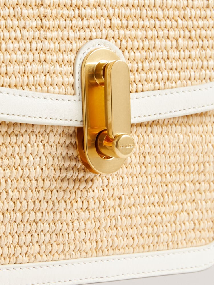 Ted Baker White Kkassie Twist Lock Detail Small Raffia Cross-Body Bag - Image 4 of 4