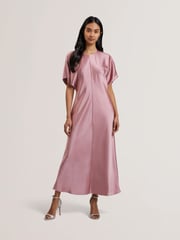 Ted Baker Pink Fianaa Slouch Sleeve Waisted Column Dress - Image 1 of 5