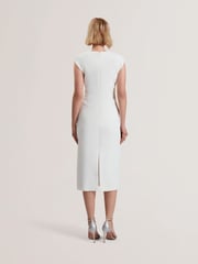 Ted Baker White Bayree-Asymmetric Folded Neckline Midi Dress - Image 2 of 5