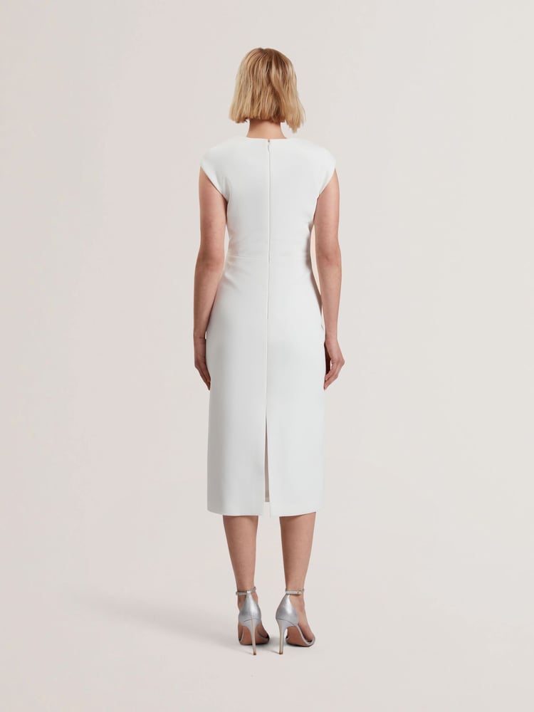 Ted Baker White Bayree-Asymmetric Folded Neckline Midi Dress - Image 2 of 5