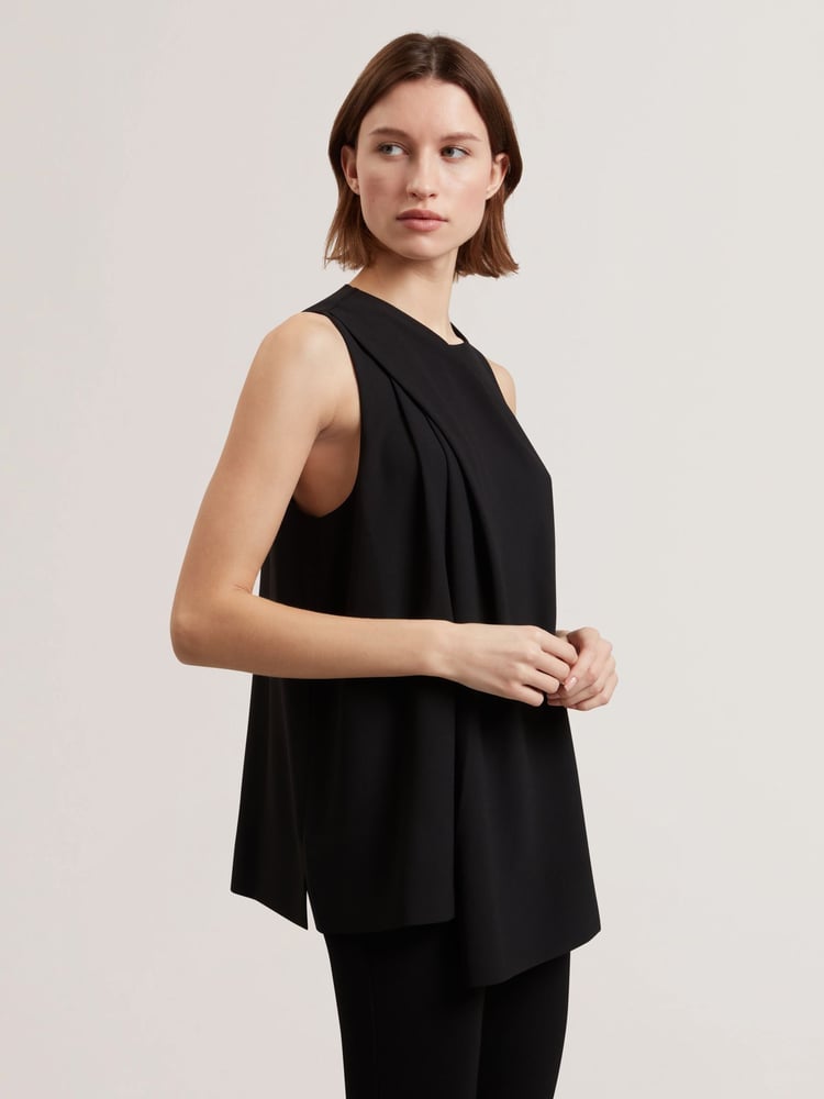 Ted Baker Black Icana Drape Detail Sleeveless Top - Image 1 of 5