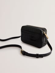 Ted Baker Black Stina-Double Zip Croc Effect Mini Camera Bag - Image 3 of 5
