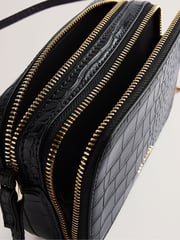 Ted Baker Black Stina-Double Zip Croc Effect Mini Camera Bag - Image 5 of 5