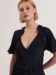 Ted Baker Blue Jojii-Frill Detail Mini Dress with Angel Sleeve - Image 2 of 5
