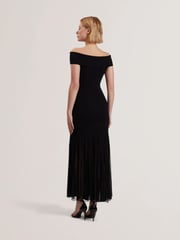 Ted Baker Black Suannaa Dropped Waist Knit Bodice Woven Skirt Dress - Image 2 of 5