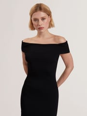 Ted Baker Black Suannaa Dropped Waist Knit Bodice Woven Skirt Dress - Image 3 of 5