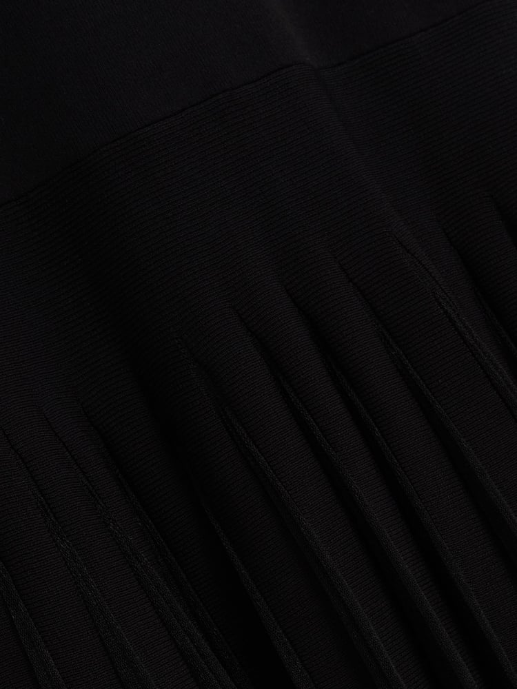 Ted Baker Black Suannaa Dropped Waist Knit Bodice Woven Skirt Dress - Image 5 of 5