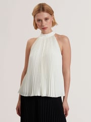 Ted Baker White Mamiia Super Pleated Sleeveless Top - Image 1 of 6