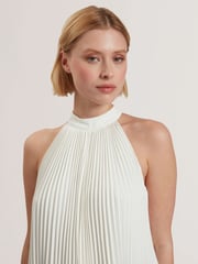 Ted Baker White Mamiia Super Pleated Sleeveless Top - Image 4 of 6