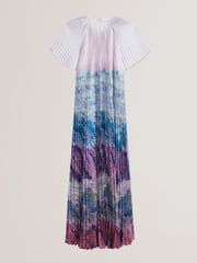 Ted Baker Pink Deeliaa Short Sleeve Pleated Maxi Dress - Image 4 of 5