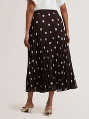 Ted Baker Brown Ereo Polka Dot Pleated Midi Skirt - Image 3 of 6
