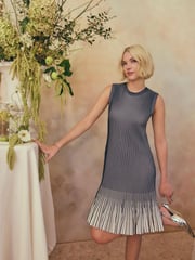 Ted Baker Blue Lilyo Textured Stripe Flippy Skirt Mini Dress - Image 1 of 8