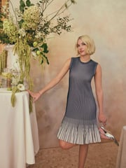 Ted Baker Blue Lilyo Textured Stripe Flippy Skirt Mini Dress - Image 3 of 8