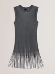 Ted Baker Blue Lilyo Textured Stripe Flippy Skirt Mini Dress - Image 4 of 8