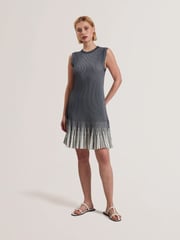 Ted Baker Blue Lilyo Textured Stripe Flippy Skirt Mini Dress - Image 5 of 8