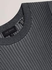 Ted Baker Blue Lilyo Textured Stripe Flippy Skirt Mini Dress - Image 6 of 8
