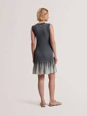Ted Baker Blue Lilyo Textured Stripe Flippy Skirt Mini Dress - Image 7 of 8