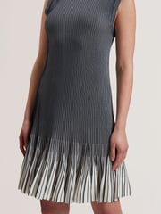 Ted Baker Blue Lilyo Textured Stripe Flippy Skirt Mini Dress - Image 8 of 8