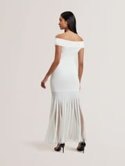 Ted Baker White Suannaa Dropped Waist Knit Bodice Woven Skirt Dress - Image 3 of 5