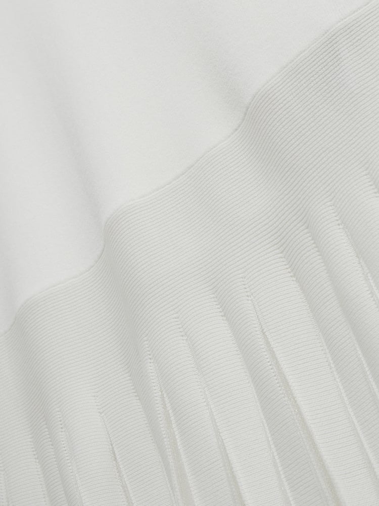 Ted Baker White Suannaa Dropped Waist Knit Bodice Woven Skirt Dress - Image 5 of 5
