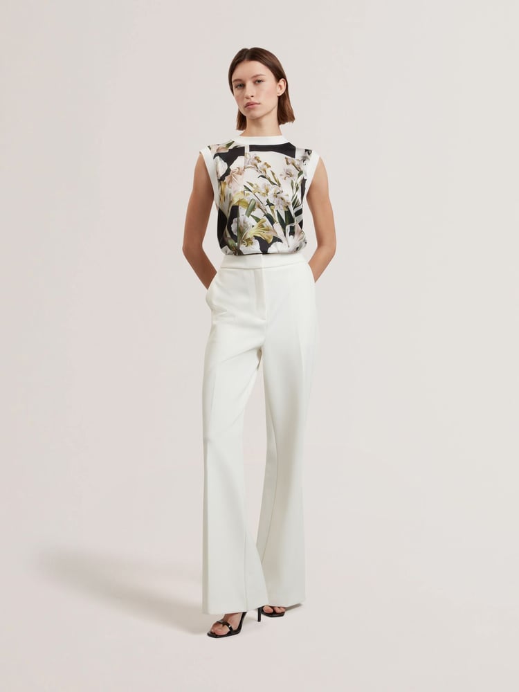 Ted Baker White Indriv-High Waisted Flare Trousers - Image 1 of 6