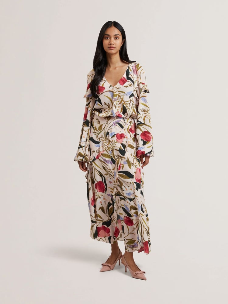 Ted Baker Pink Candici Frill Detail Midi Skirt - Image 1 of 6