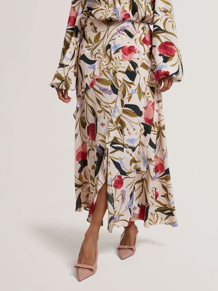 Ted Baker Pink Candici Frill Detail Midi Skirt - Image 2 of 6