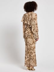 Daska Brown Ali Maxi Dress With Long Sleeves And Front Wrap Detail - Image 2 of 4