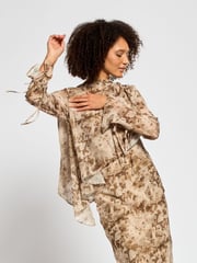 Daska Brown Ali Maxi Dress With Long Sleeves And Front Wrap Detail - Image 3 of 4