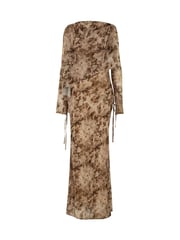 Daska Brown Ali Maxi Dress With Long Sleeves And Front Wrap Detail - Image 4 of 4