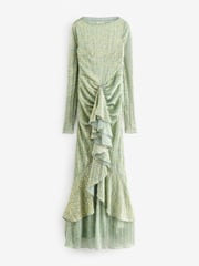 Daska Green Alya Maxi Dress With Long Sleeves And Wrapped Front Detail - Image 1 of 1