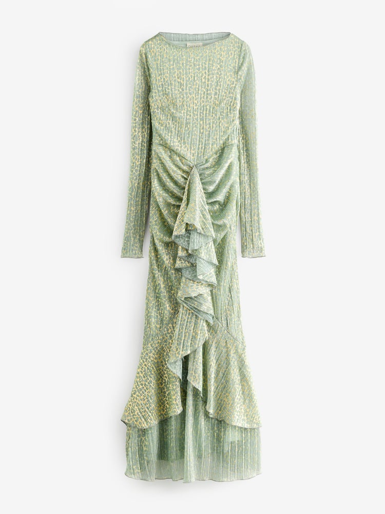 Daska Green Alya Maxi Dress With Long Sleeves And Wrapped Front Detail - Image 1 of 1