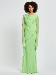 Daska Green Circe Maxi Dress With Long Sleeves And Ruffle Details - Image 1 of 4