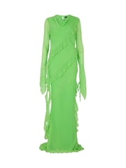 Daska Green Circe Maxi Dress With Long Sleeves And Ruffle Details - Image 4 of 4