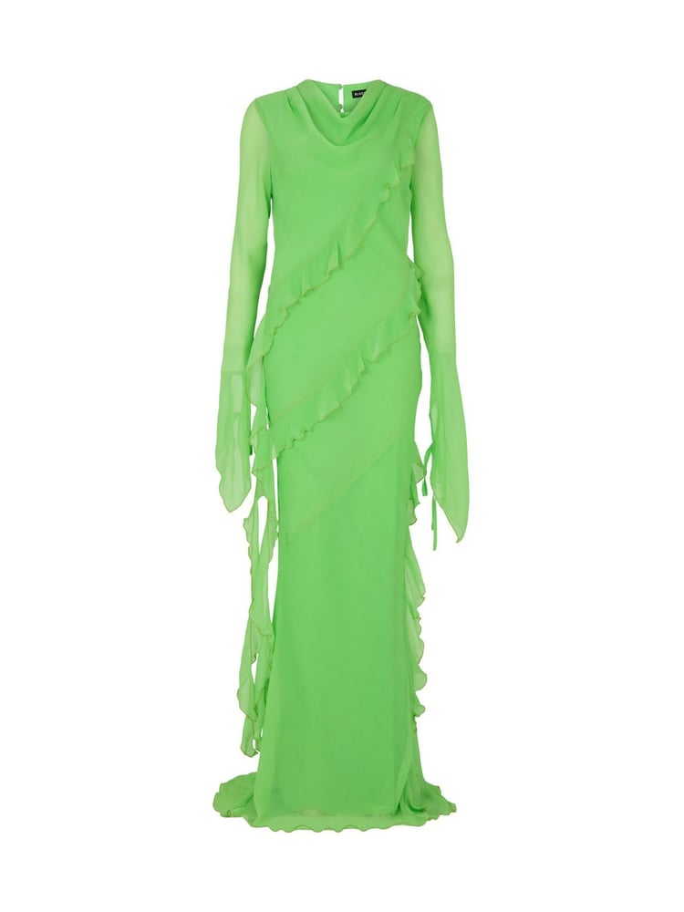 Daska Green Circe Maxi Dress With Long Sleeves And Ruffle Details - Image 4 of 4