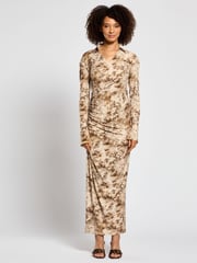 Daska Brown Scorpio Maxi Wrap Dress With Long Sleeves - Image 1 of 4