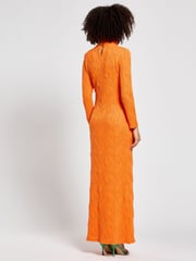 Daska Orange Silia Maxi Dress With Long Sleeves In A Textured Fabric - Image 2 of 4