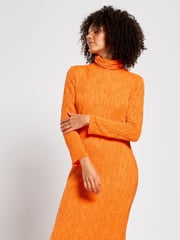 Daska Orange Silia Maxi Dress With Long Sleeves In A Textured Fabric - Image 3 of 4