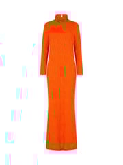 Daska Orange Silia Maxi Dress With Long Sleeves In A Textured Fabric - Image 4 of 4