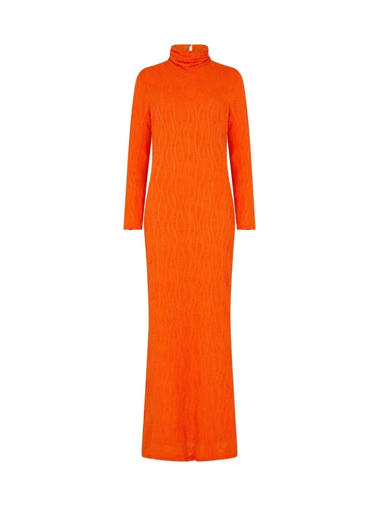 Daska Orange Silia Maxi Dress With Long Sleeves In A Textured Fabric - Image 4 of 4 Daska Orange Silia Maxi Dress With Long Sleeves In A Textured Fabric - Image 4 of 4