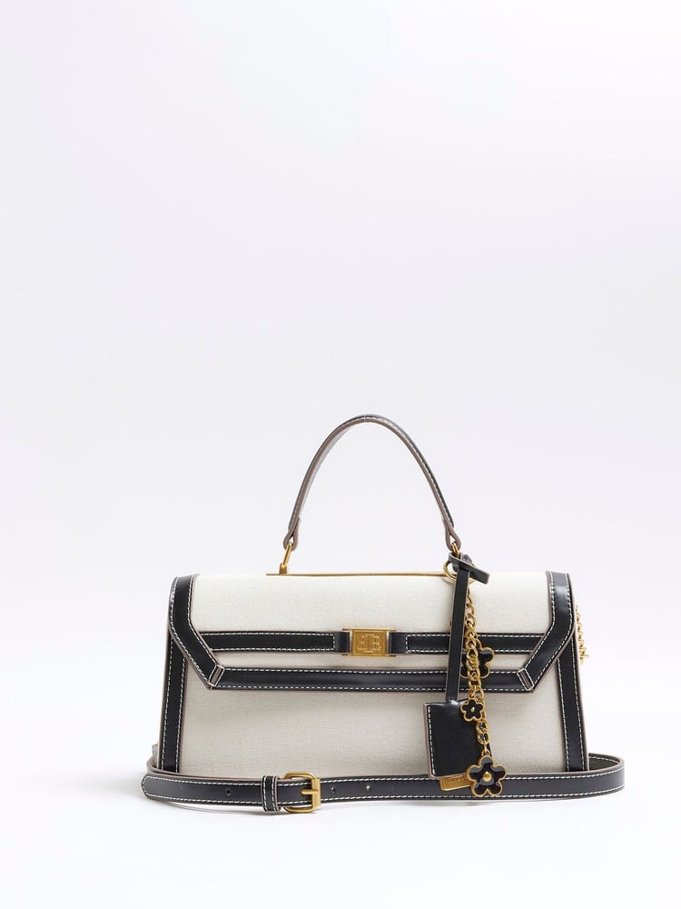 River Island Brown Mini Canvas 100% Cotton Cross-Body Tote Bag - Image 1 of 5 River Island Brown Mini Canvas 100% Cotton Cross-Body Tote Bag - Image 1 of 5