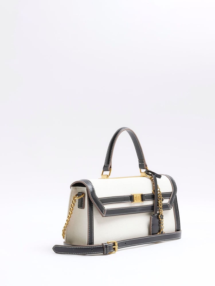 River Island Brown Mini Canvas 100% Cotton Cross-Body Tote Bag - Image 2 of 5 River Island Brown Mini Canvas 100% Cotton Cross-Body Tote Bag - Image 2 of 5