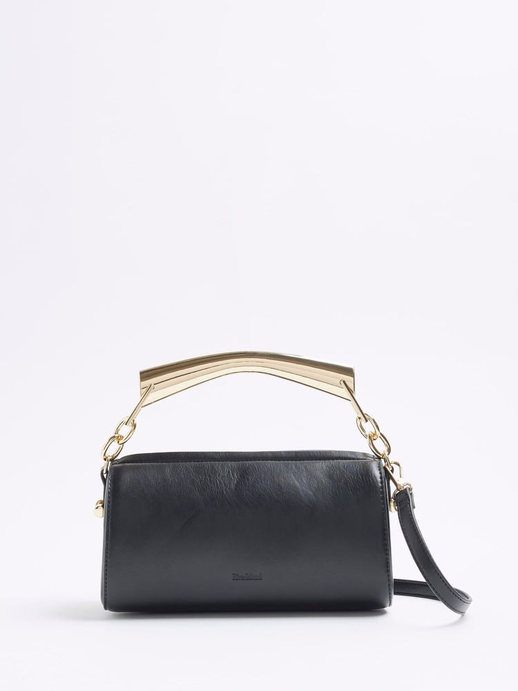 River Island Black Metal Handle Cylinder Bag - Image 1 of 6