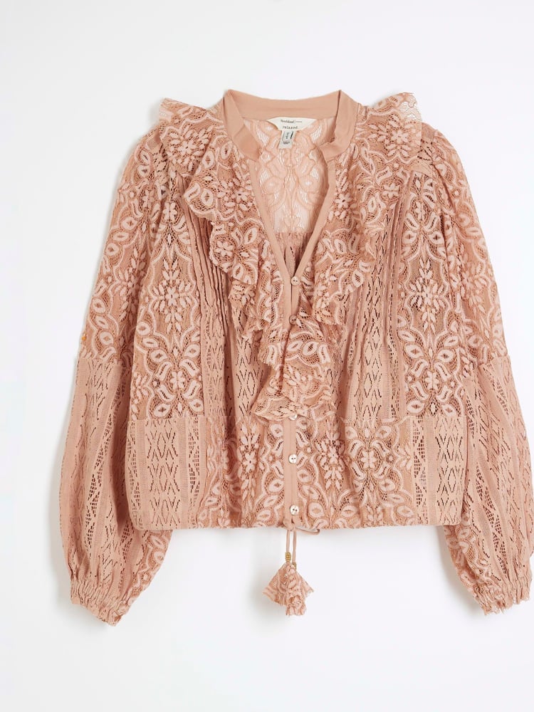 River Island Pink Lace Ruffle Top - Image 5 of 5 River Island Pink Lace Ruffle Top - Image 5 of 5